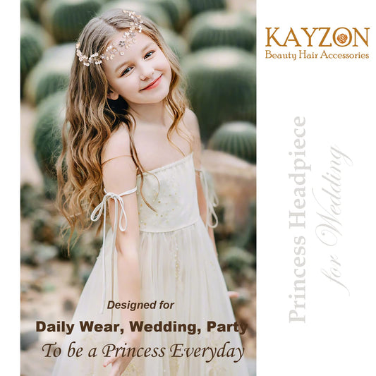 KAYZON flower girl headpiece with pearls adds sweet charm to the ceremony