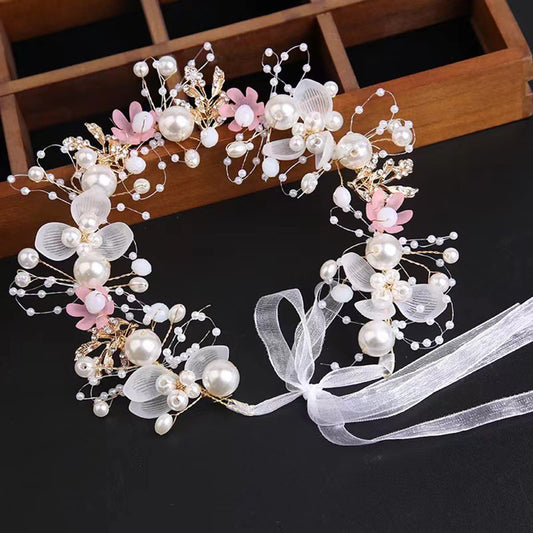 Kayzon Kids Flower Pearl Headband Pink-01 adds princess sparkle for weddings.