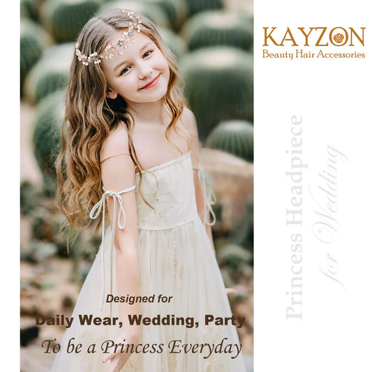 KAYZON princess headband adds rhinestones and floral detail for weddings.