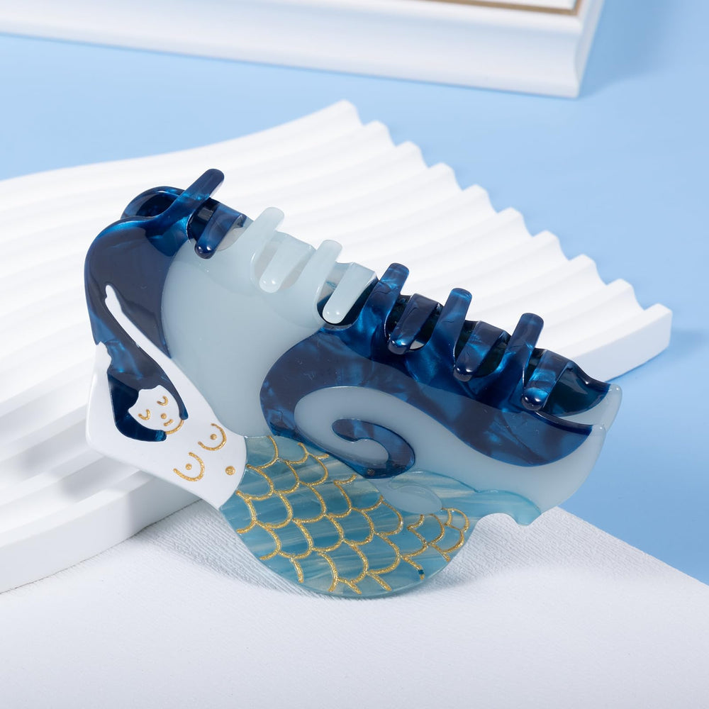 KCHIES Blue Acetate Mermaid Clip – bold color and durable material for all-day non-slip performance.