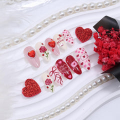 KEHKFSEF valentines nails rose-bow art for a romantic, tasteful look.