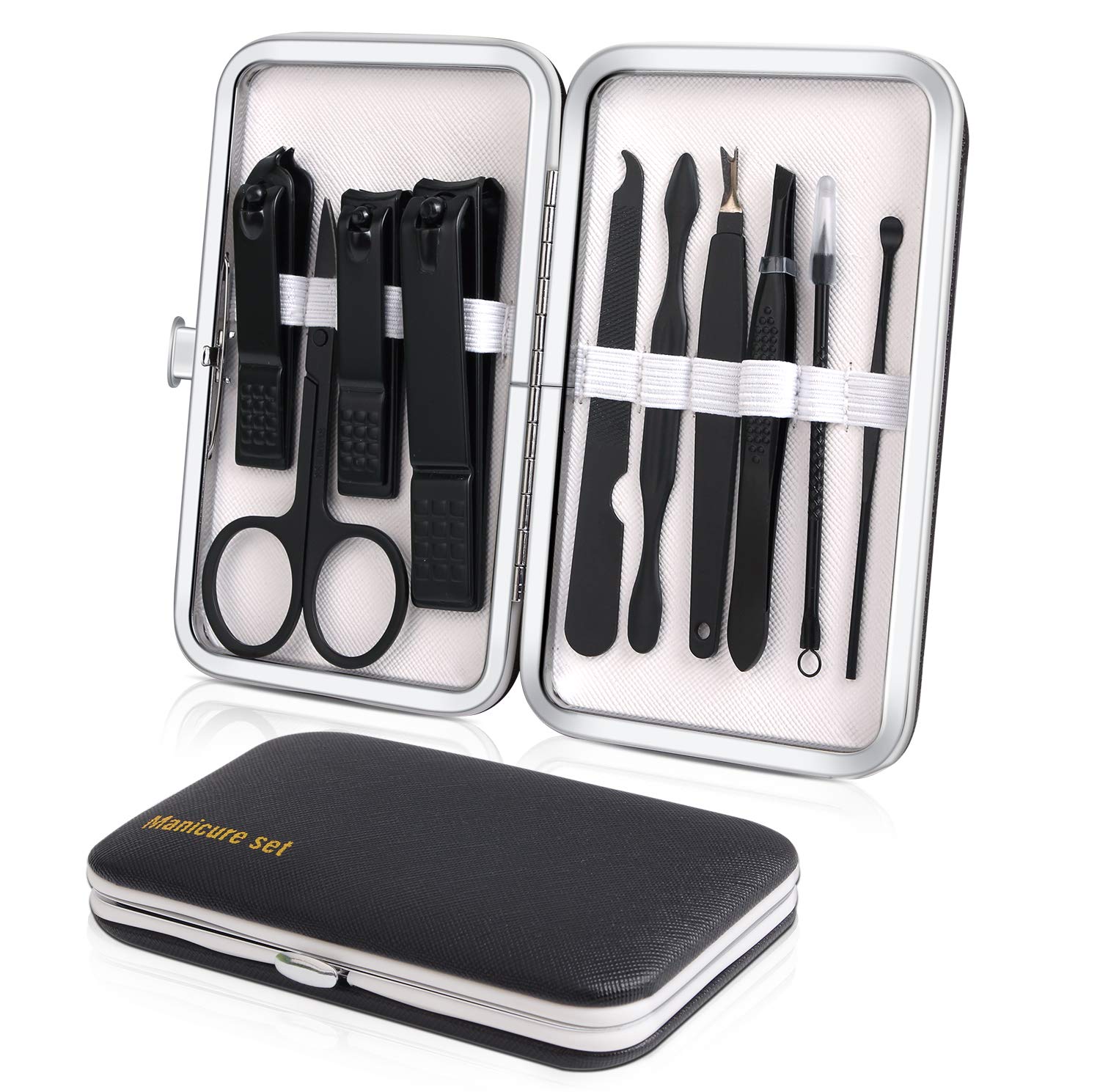 Keiby Citom manicure set with black travel case for portable nail care on the go