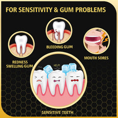 Close-up of gums showing gingivitis with toothpaste
