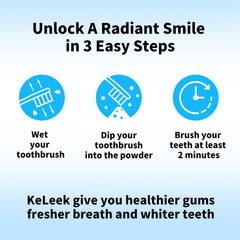 Before and after whitening with KeLeek hydroxyapatite powder