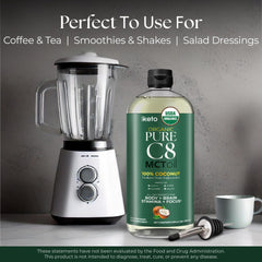 Keppi MCT Oil in a kitchen setting on a counter