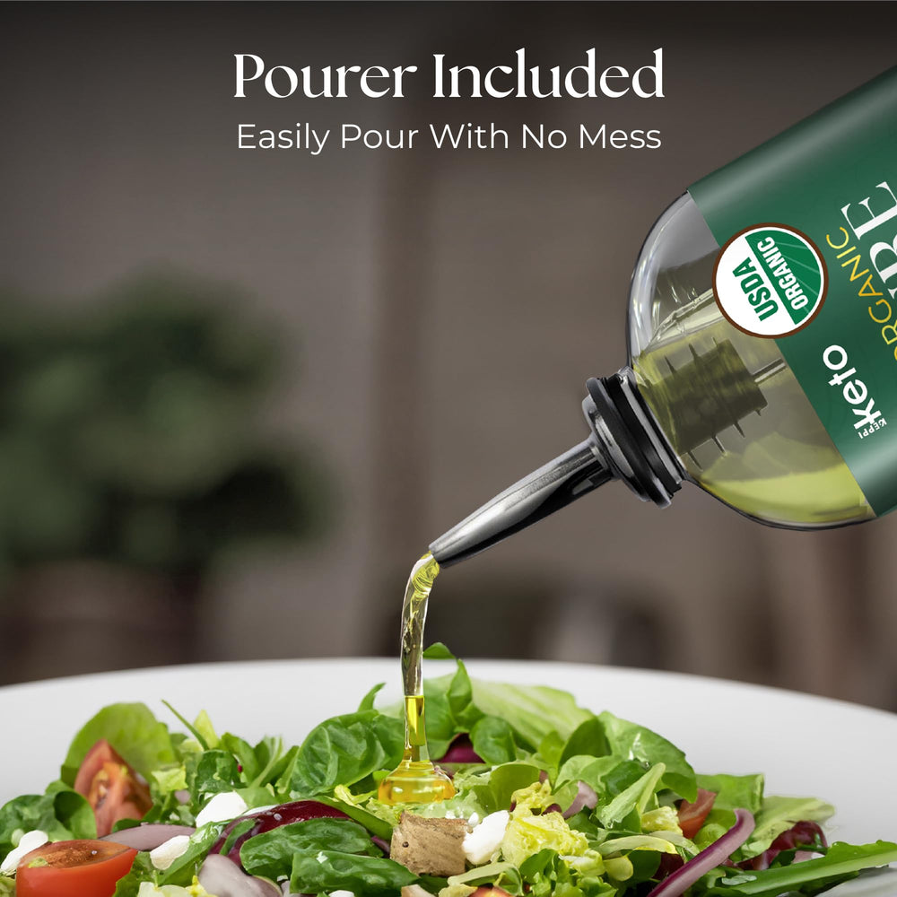 Keppi Keto MCT Oil being poured into a cup
