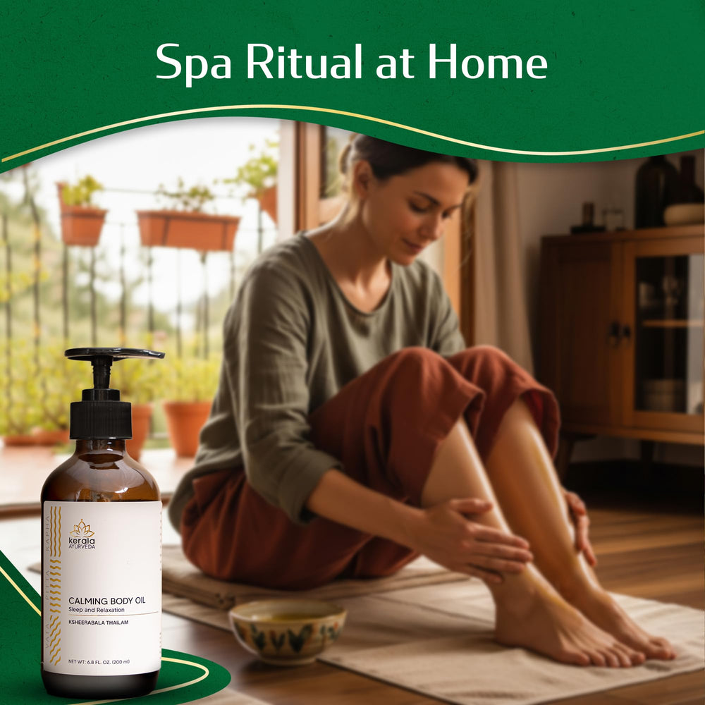 Feet massaged with herbal oil for nightly wind-down