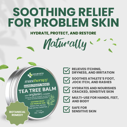 KESMEDIK balm on skin demonstrating soothing itch relief and comfort