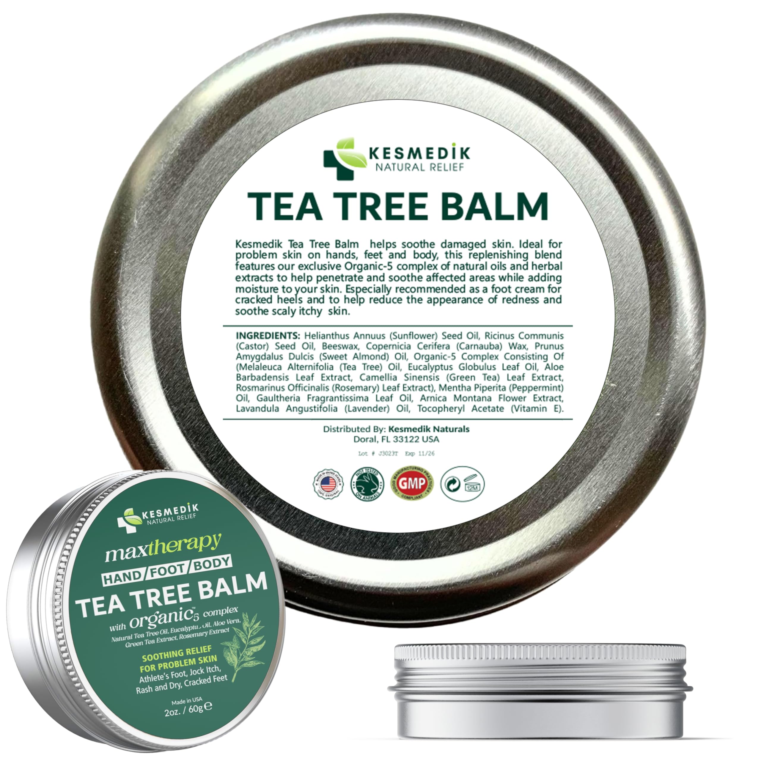 KESMEDIK packaging shows USA-made, organic ingredients and botanical care