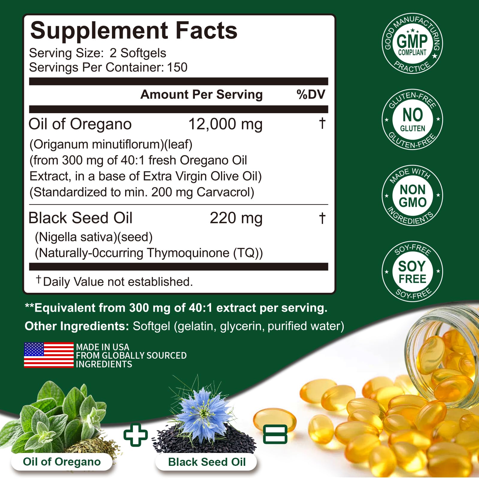 Side view of Keszciy 300 Softgels bottle with label