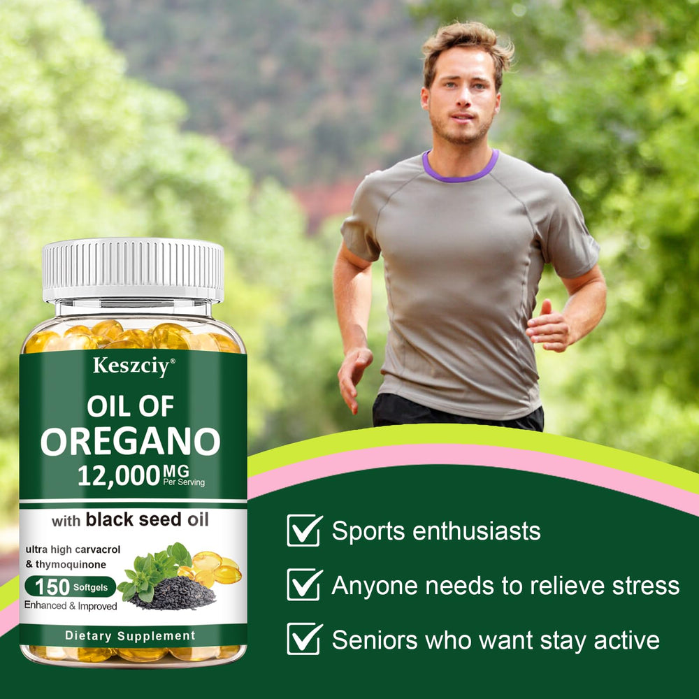 Ingredients panel for Keszciy oregano oil with black seed softgels