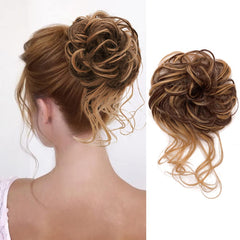 KETHBE Messy Bun hair piece with tousled updo texture blends naturally with hair.