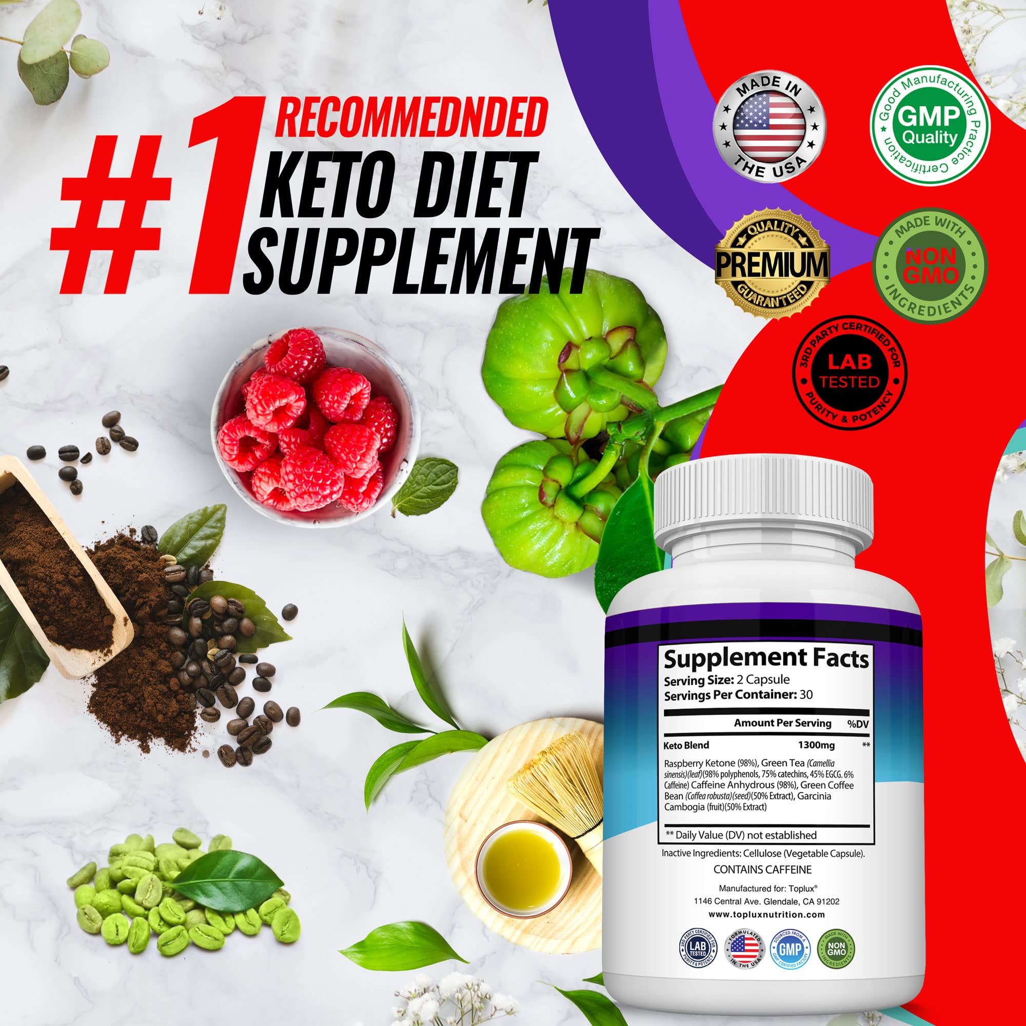 Keto Boost ingredients including raspberry ketones and green tea