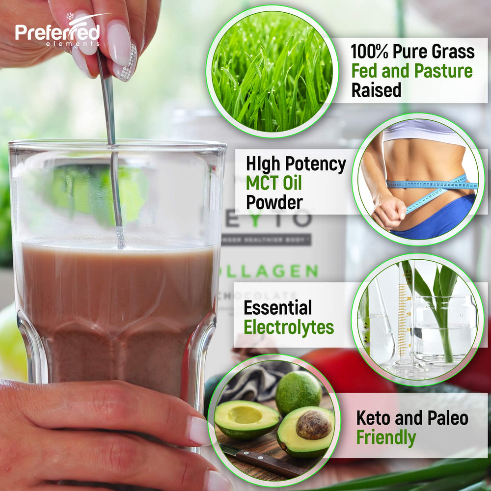 Pouring KEYTO Keto Collagen Chocolate into a smoothie