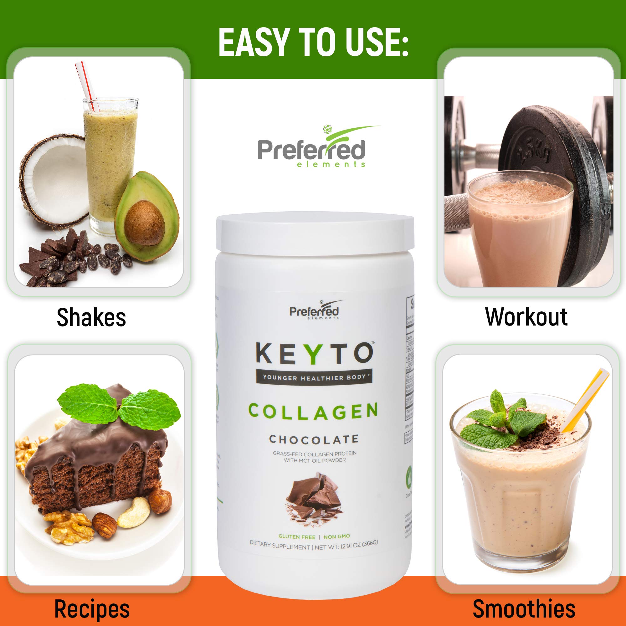 Nutrition label close-up of KEYTO Keto Collagen Chocolate powder