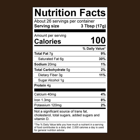 Close-up of a scoop of chocolate Keto MCT Oil Powder