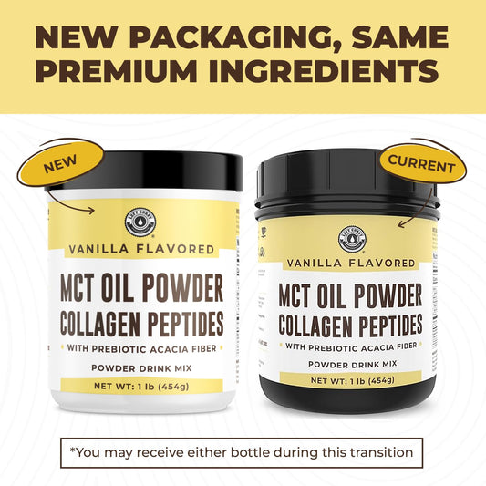 Pouring vanilla Keto MCT oil powder into coffee