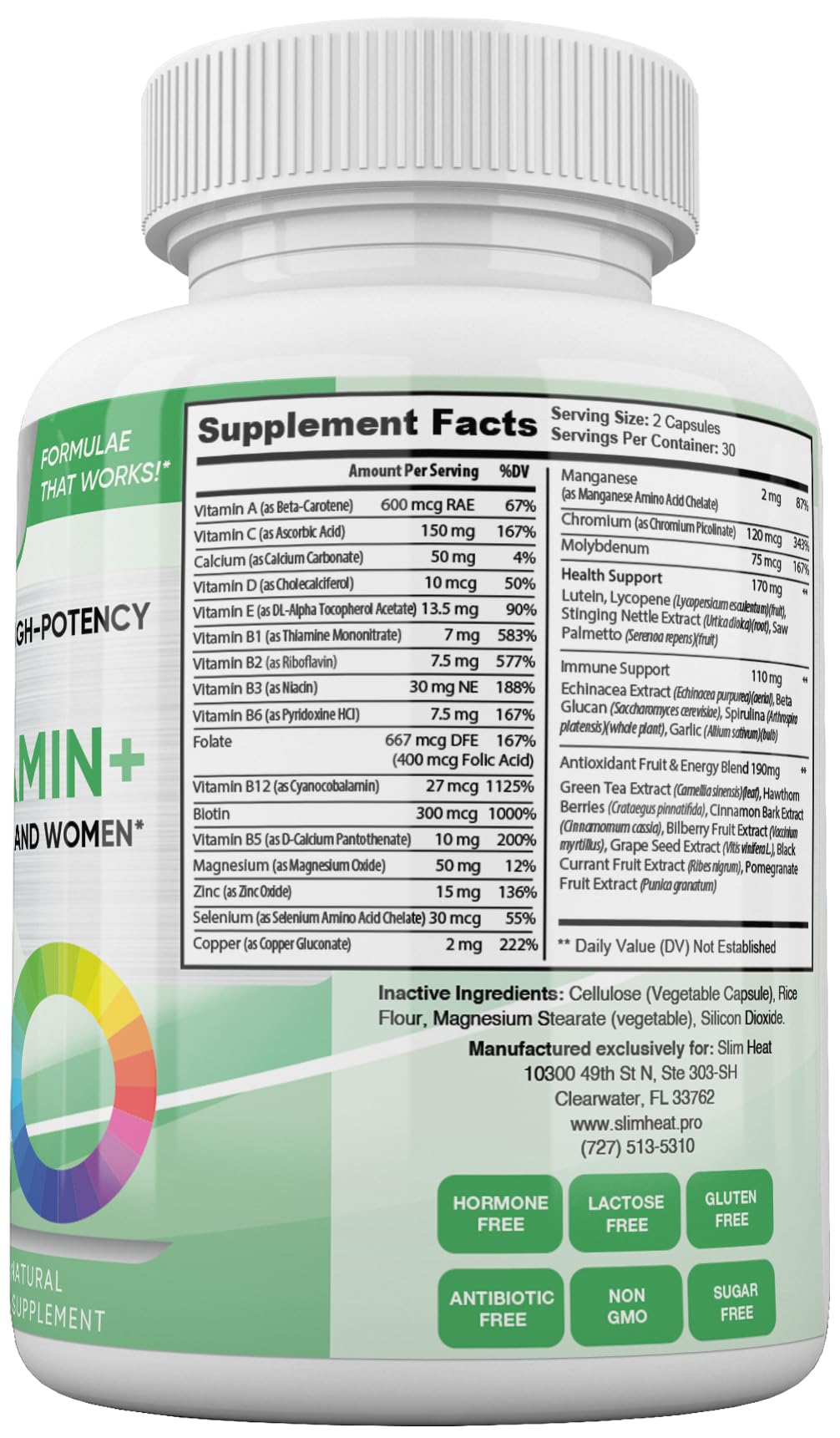 Label highlighting 35 potent, pure ingredients