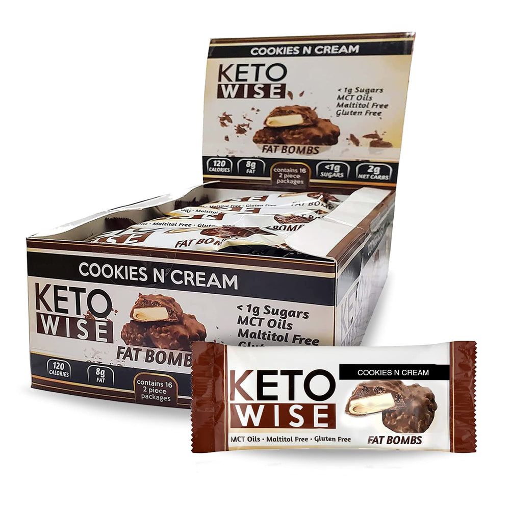 Keto Wise Fat Bombs Cookies N Cream 16-count package front view