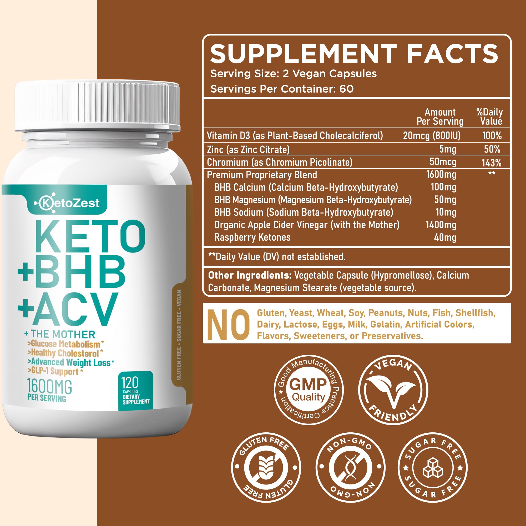 Vitamin D3 Zinc Chromium logos on supplement label