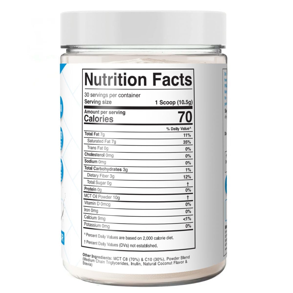 Keto Zone MCT Oil Powder Coconut Cream nutrition label and usage