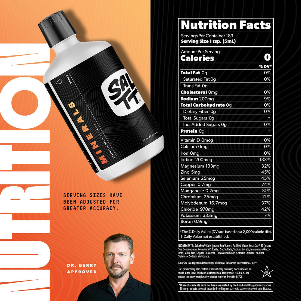 Keto Chow SALTT Minerals packaging and branding communicates clean, gluten-free, non-GMO electrolytes.
