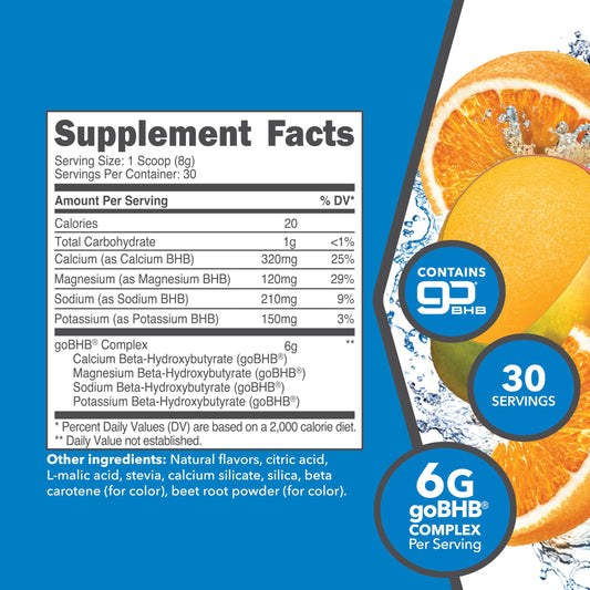 Scoop of KetoLogic BHB powder in orange mango flavor