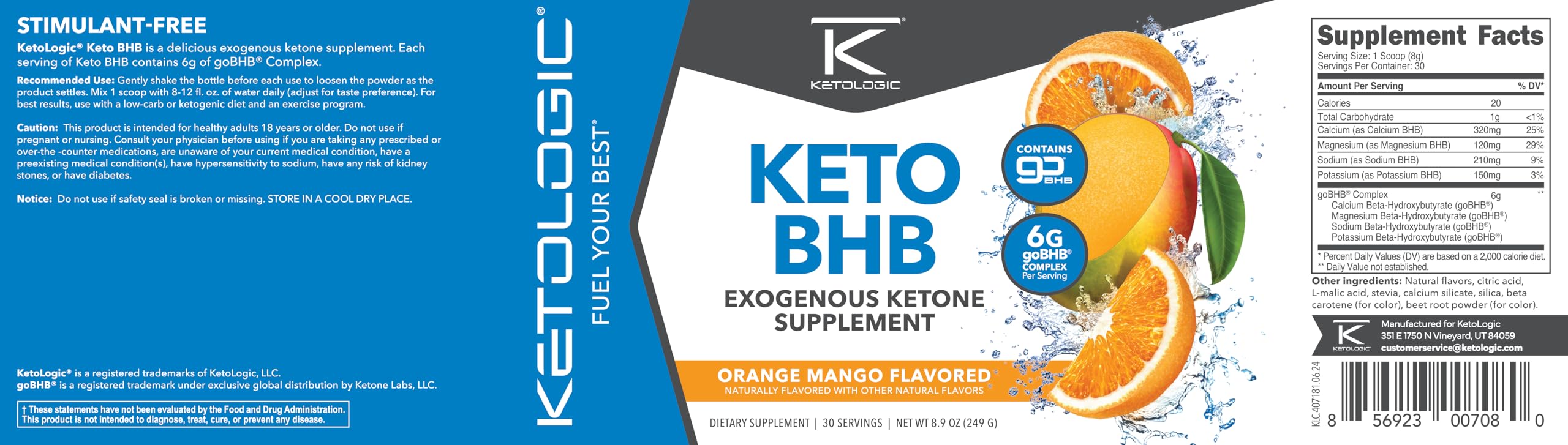 Quality and third-party testing certification icons for KetoLogic BHB