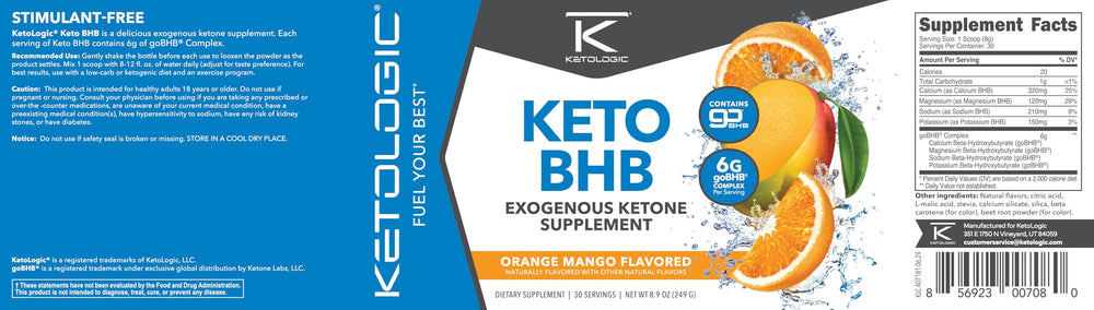 Quality and third-party testing certification icons for KetoLogic BHB