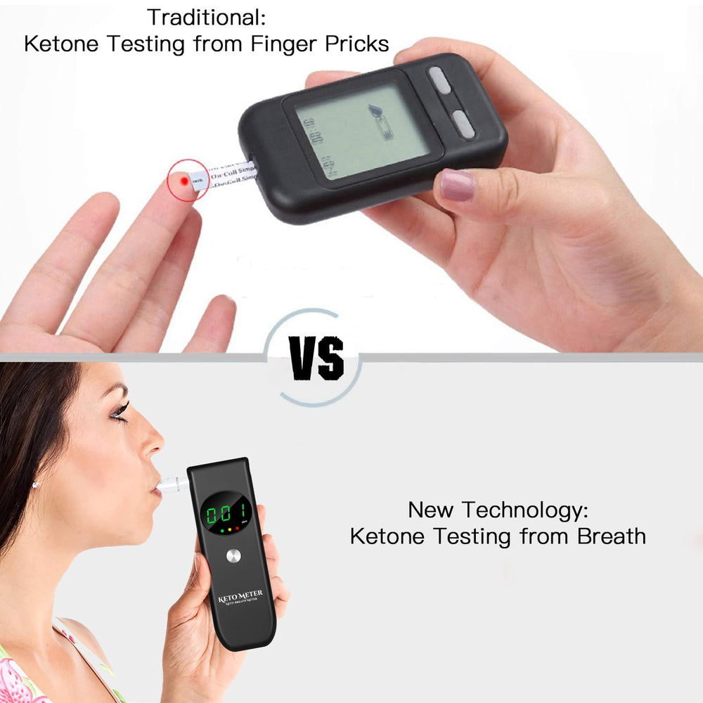 Ketone breath tester with LED indicators (Green, Amber, Red)