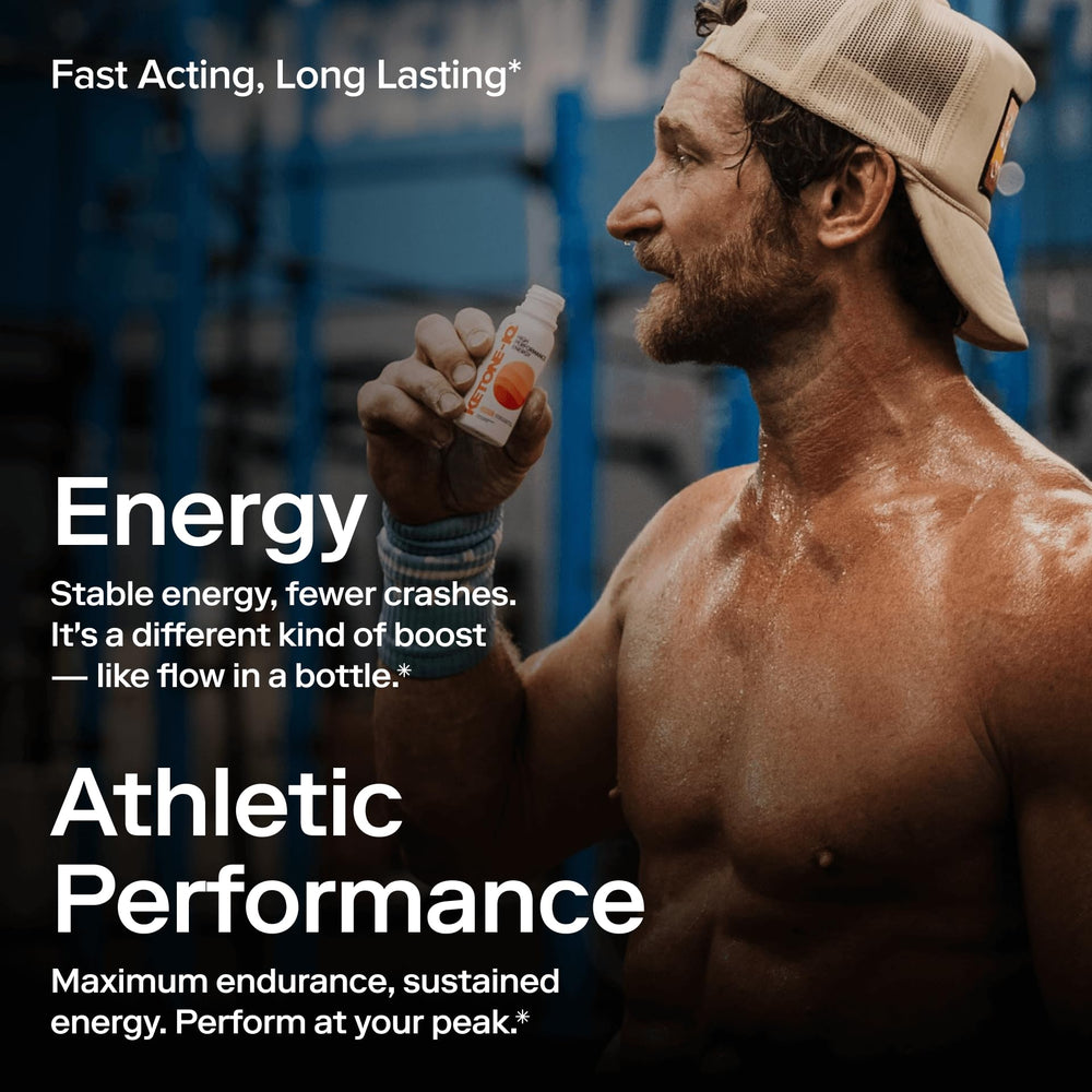 Ketone-IQ Peach energy shot bottle angled view
