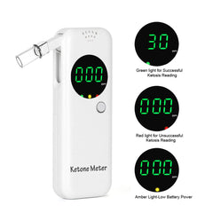 Amber LED indicator indicating low battery on the ketone breath meter.