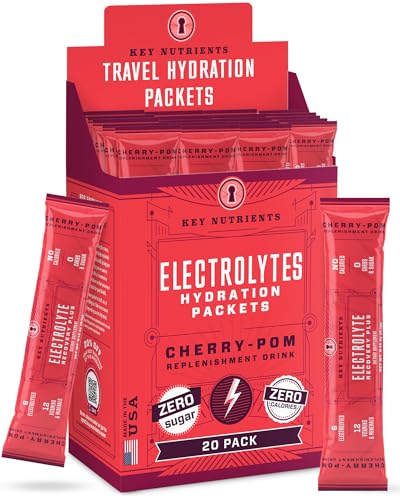 KEY NUTRIENTS Electrolytes Cherry Pom 20's packaging with sachets