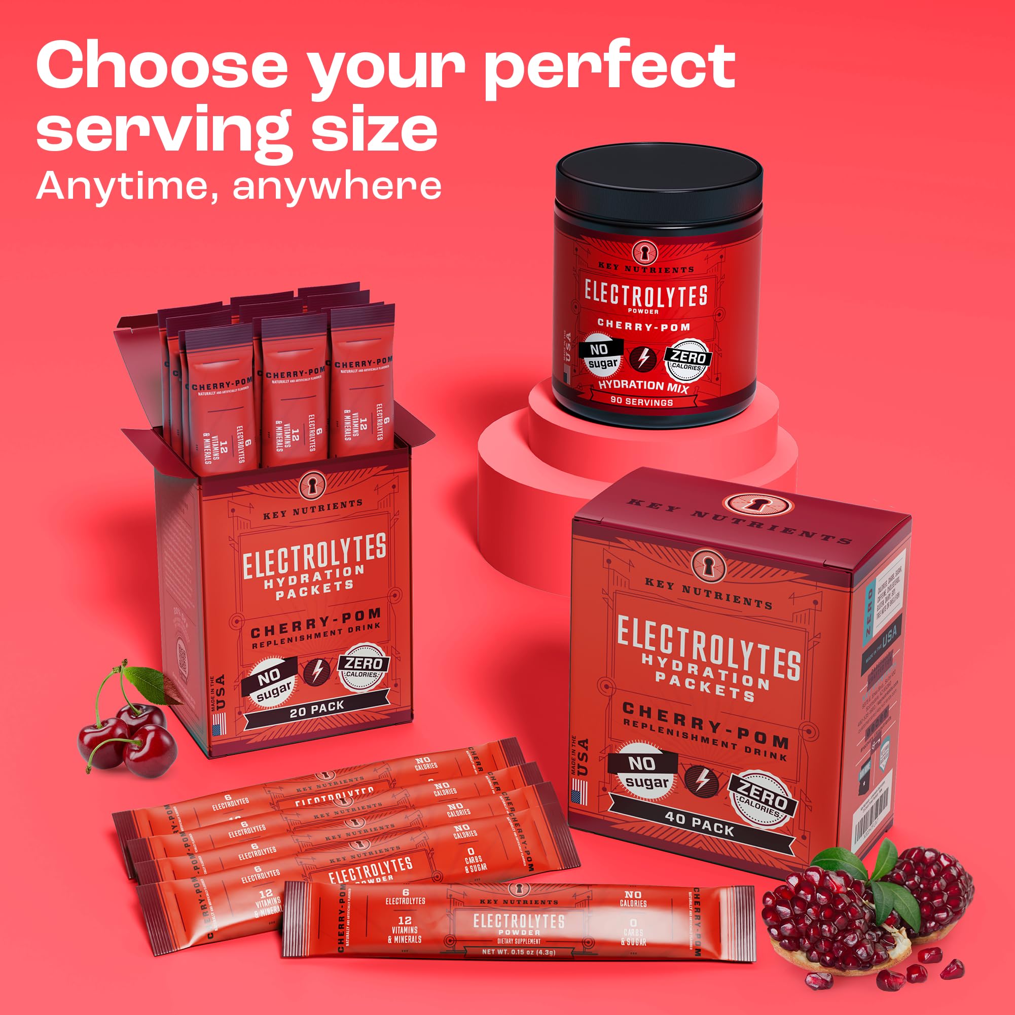 Cherry Pom electrolyte powder sachet ready to mix