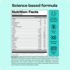 Gluten-free and sugar-free electrolyte powder label