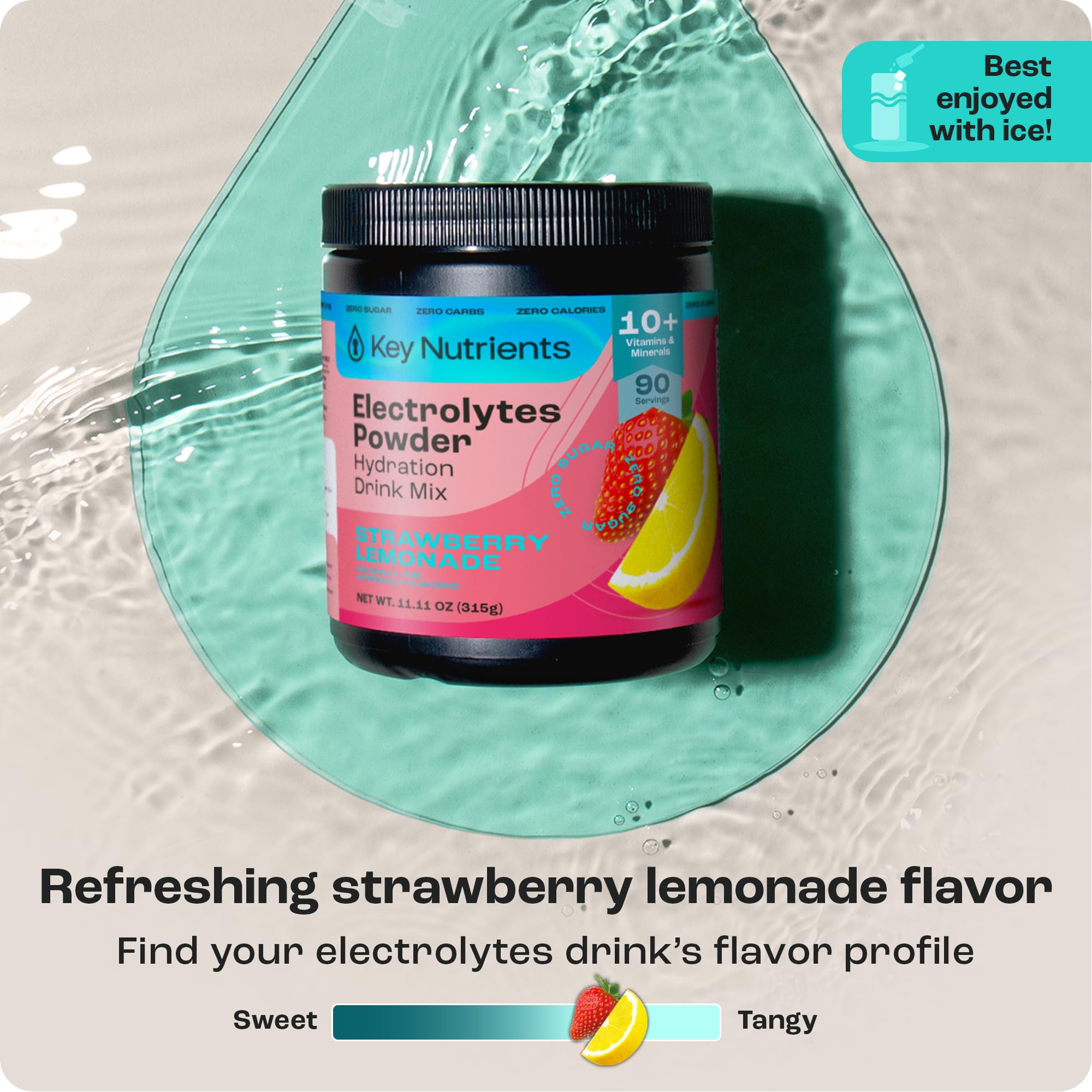 Made in USA branding on electrolyte powder packaging