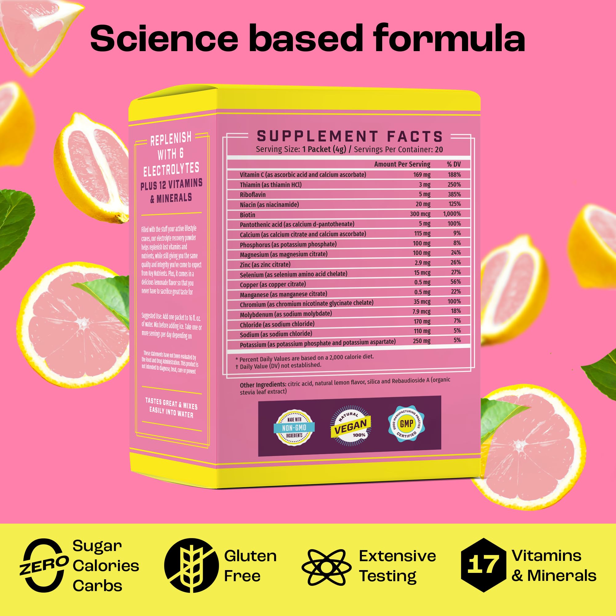 Electrolyte powder packets in Fresh Pink Lemonade flavor