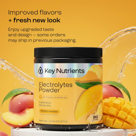 Back panel showing nutrition facts on KEY NUTRIENTS Electrolytes Powder