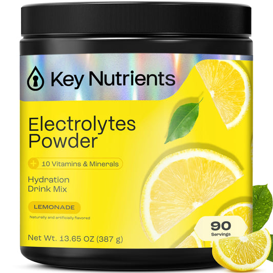Key Nutrients multivitamin electrolytes powder in lemonade flavor, 90 servings.
