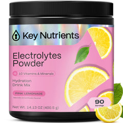 KEY NUTRIENTS Multivitamin Electrolytes Powder No Sugar Fresh Pink Lemonade 90 Servings Made in USA