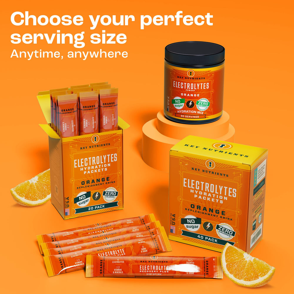 No sugar and no calories claim for KEY NUTRIENTS electrolyte powder