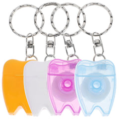 Front view of 4pcs keychain dental floss with ultra-thin wire