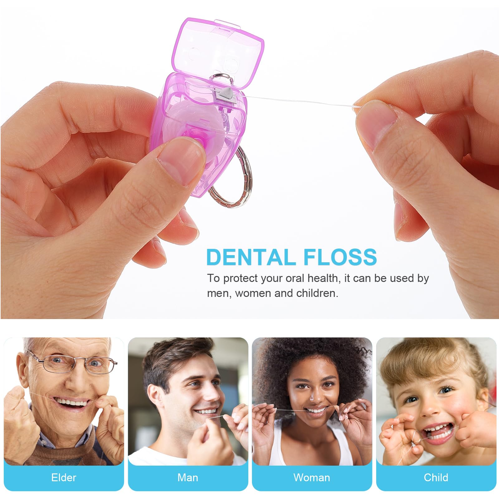 Compact ABS material dental floss keychain