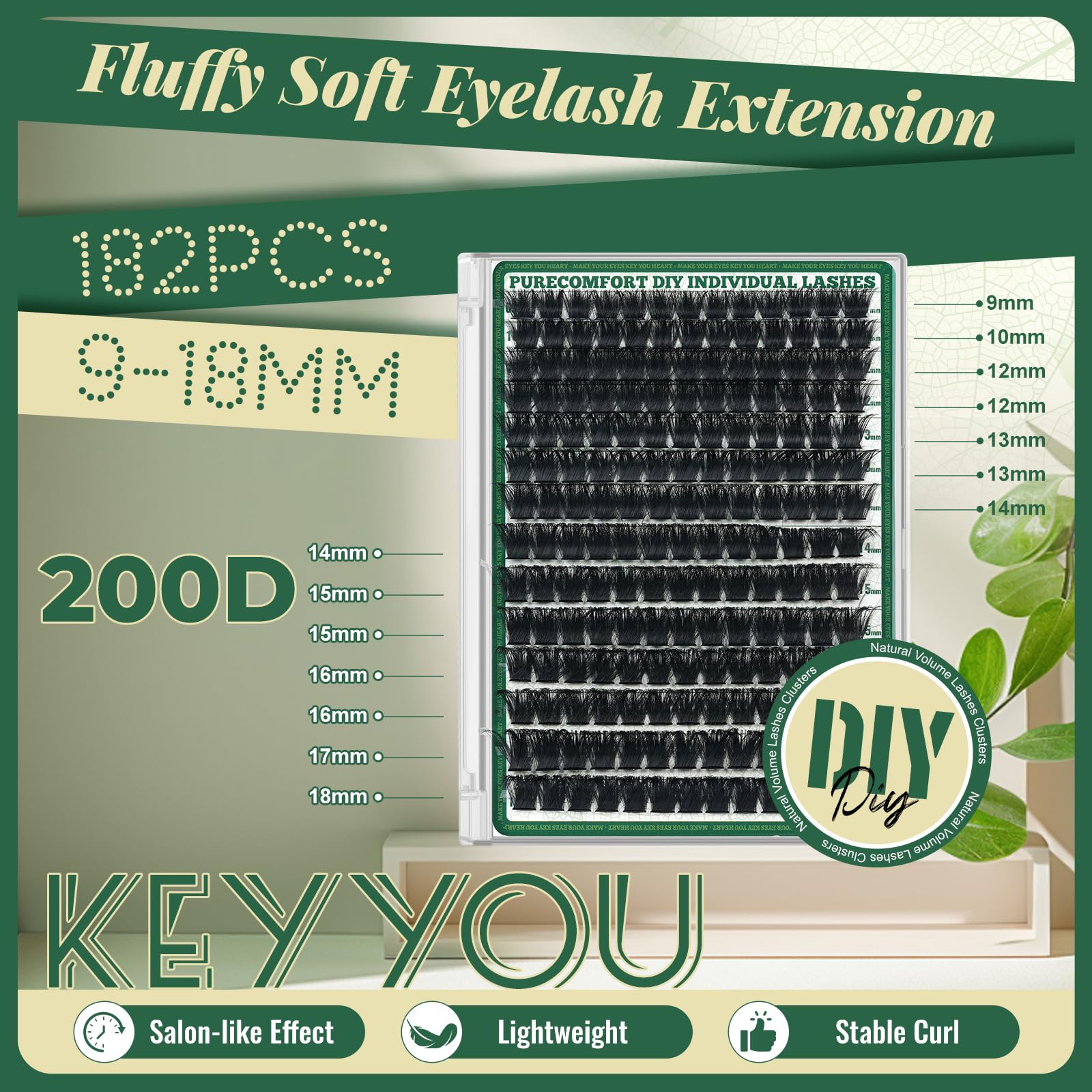 KEYYOU matte dark finish creates natural-to-dramatic effects without glue residue.