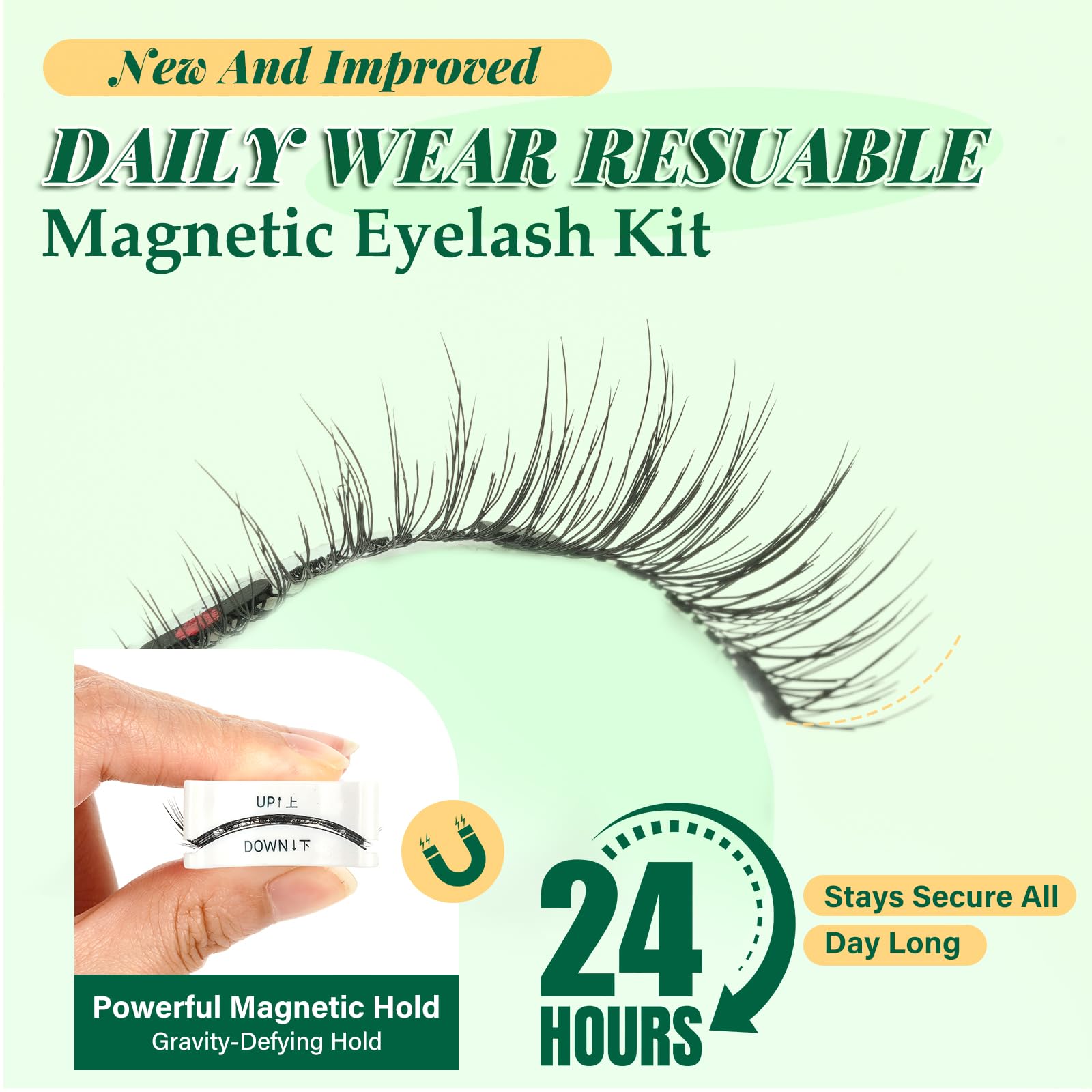 KEYYOU magnetic lash strip visible, no separate magnets required