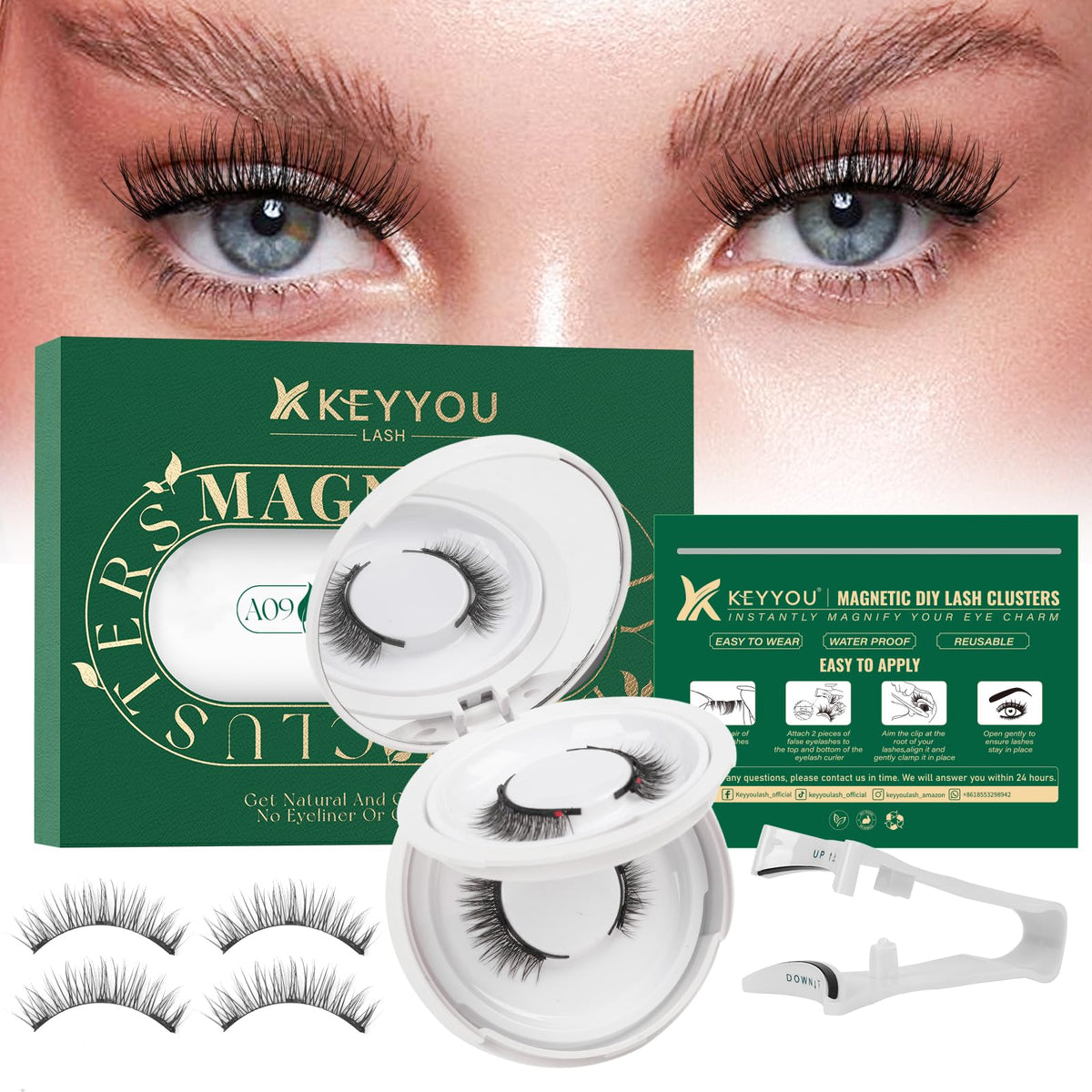 KEYYOU magnetic eyelash kit in a compact case for quick on-the-go touch-ups