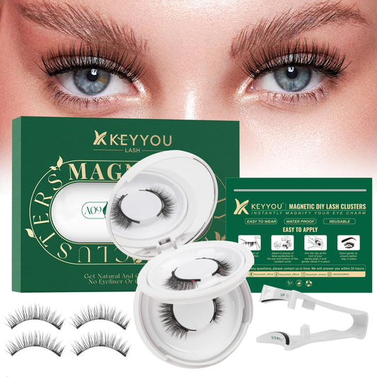 KEYYOU magnetic eyelash kit in a compact case for quick on-the-go touch-ups