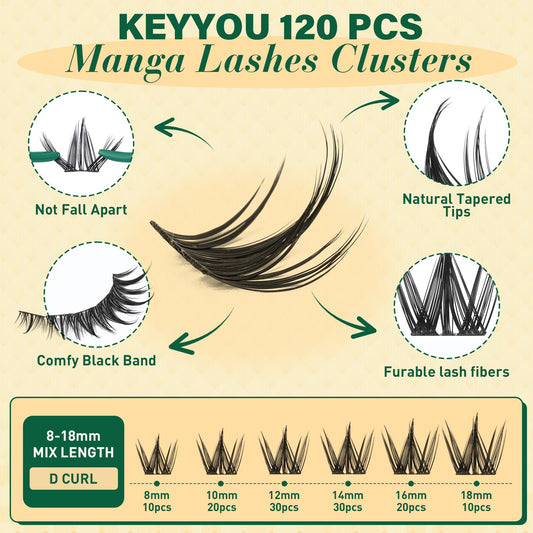 KEYYOU LASH 120pcs varied-length pack for easy DIY lash styling