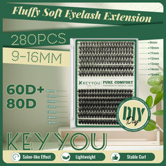 KEYYOU Lash Clusters 14mm statement-length for bold drama and definition