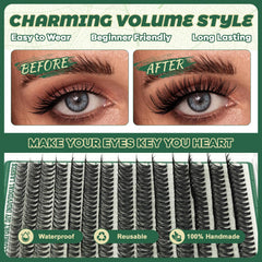 KEYYOU lash clusters realistic image: matte dark finish for natural looking lashes.